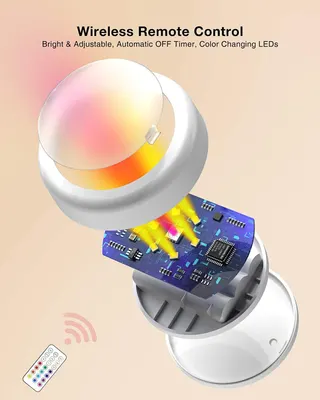 Набор из 6 LED-светильников Puck Lights с пультом, RGB подсветка 13 цветов для шкафа