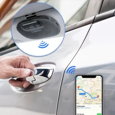 Автокомплект гучного зв’язку SUNITEC, Bluetooth 5.0, спікерфон на козирок, 2 телефони, Siri/Google
