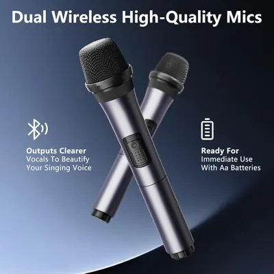 Караоке система JYX PartyGo mini, 2 мікрофони, Bluetooth колонка, TWS, AUX, USB, FM, диктофон
