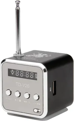 Міні-радіо Td V26, портативна колонка, MP3-плеєр, FM-радіо, USB, TF-карта, Акумулятор, Чорний