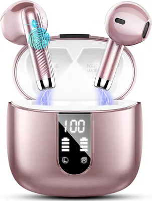 Навушники S05-0766 (Rosegold) бездротові, Bluetooth 5.3, 40г, ENC, IP7, Dual LED-дисплей, TWS
