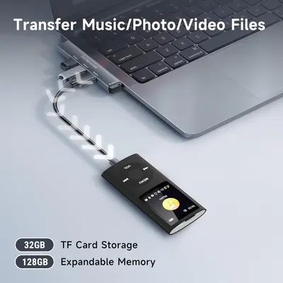 MP3-плеер с Bluetooth 5.2 (32ГБ), Диктофон, Видео, Электронные книги, Динамик, Черный
