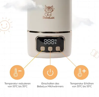Підігрівач пляшечок BEBELUX (36W USB-C), Портативний, Акумуляторний, Точна температура