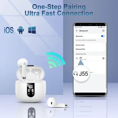 Бездротові спортивні навушники Bluetooth 5.3 із завушинами, 40г роботи, LED дисплей