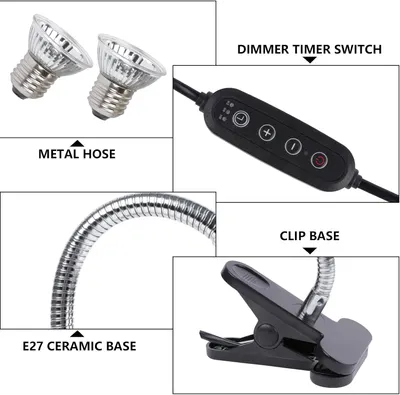 Tortoise Heat Lamp Basking Spot, Reptile UVA UVB Lamp with Clamp Stand(Cycle Timer), 360°Rotatable Turtle UVB Heat Bulb 25W & 50W for Lizard, Snake, Chameleon, Beared Dragon