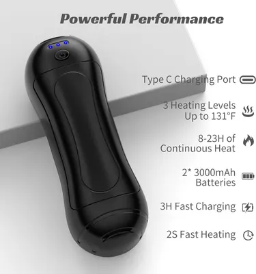 Циліндрична акумуляторна грілка для рук 2-в-1 Без бренду (6000mAh, 3 режими), Чорна