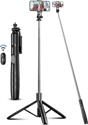 Штатив-тринога та селфі-палиця 2-в-1 Без бренду (180 см / 71"), З Bluetooth-пультом, Чорний