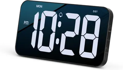 Великий настінний цифровий LED годинник EternaHora (10.8"), З датою, Автояскравість, Чорний