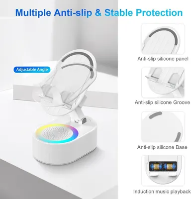 Багатофункціональна Bluetooth колонка AKLLCCR 5в1 (Бездротова зарядка, Нічник, Підставка), 3000mAh, Біла