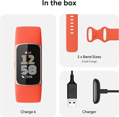 Фітнес-браслет Fitbit Charge 6 (Google), З GPS та Google Wallet, Чорний