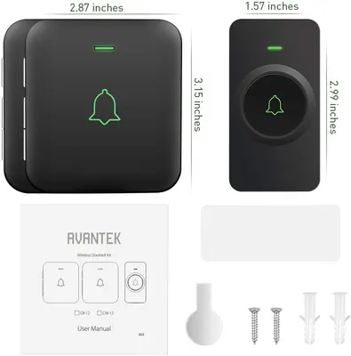 Бездротовий дверний дзвінок AVANTEK CB-12 2 приймачі 52 мелодії дальність 300м IP55