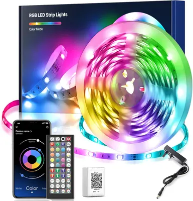 Світлодіодна стрічка Nexillumi 10 метрів RGB Bluetooth керування синхронізація музики пульт підсвітка