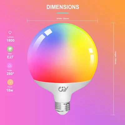 Розумна Wi-Fi LED лампа GY G125 E27 18Вт 1900Лм RGB CCT керування через застосунок світильник