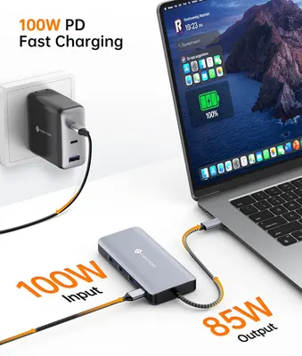 USB C док станція NOVOO RM11 Pro 11 в 1 4K HDMI 8K DP 100W PD RJ45 хаб адаптер