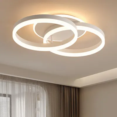Стельовий LED світильник Amdelne, 2 кільця, d50 см, 36 Вт, димований, з ПДУ, 3000-6500K, білий